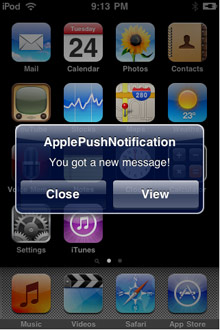 Sample notification on iPhone screen